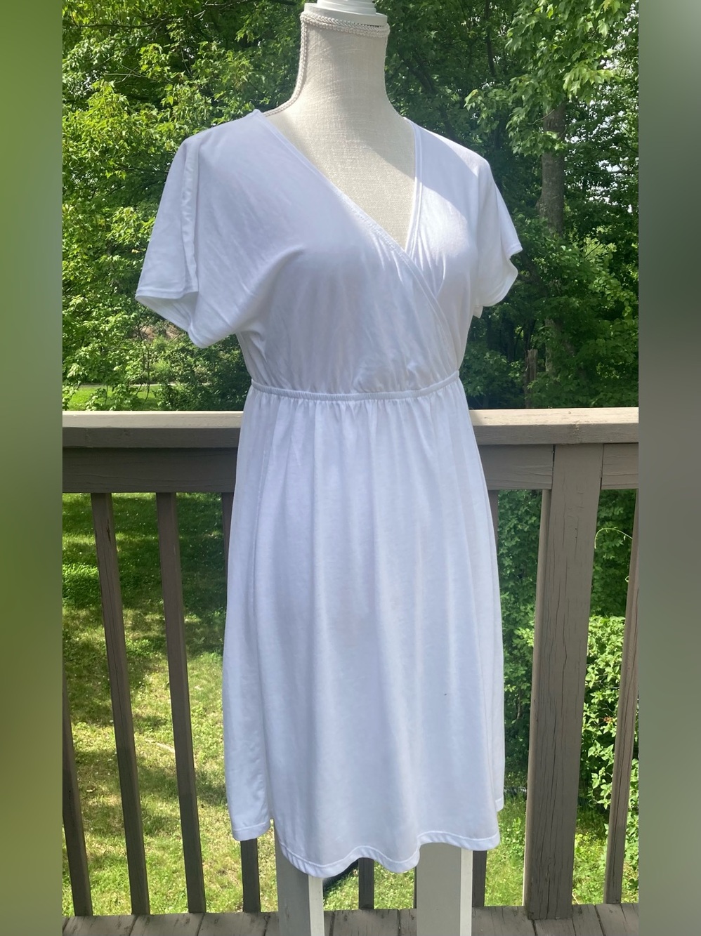 Uniqlo White Flutter Sleeve Wrap-Swimsuit Style Casual Dress